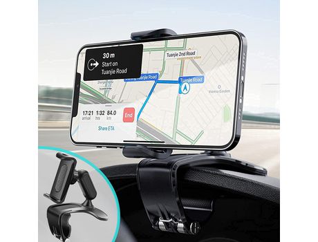 Car Phone Holder, Multi-Function Car Dash Mirror with 360 Adjustable Spring Clip, Suitable for 4-7 Inch Smartphones