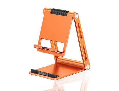 ELKUAIE Porta celular de escritorio ajustable y plegable, porta celular de aluminio con base antideslizante.