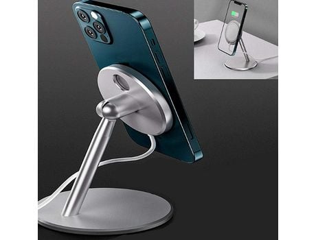 soporte de carga inalámbrico magnético, soporte magnético de escritorio ajustable vertical, estación de carga de teléfono celular inalámbrico gris...