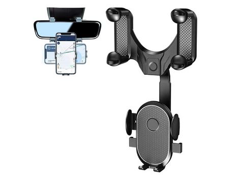ELKUAIE Soporte giratorio retráctil para teléfono de coche Soporte para teléfono con espejo retrovisor para coche