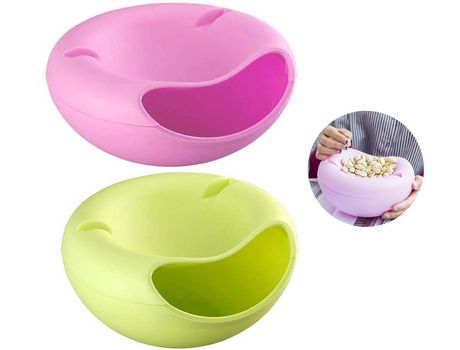 Nuts Snack Bowl Snack Bowl Tazón para servir Tazón Plástico desmontable Doble capa Snack Bowls Tazón para bocadillos, nueces, semillas con soporte ...