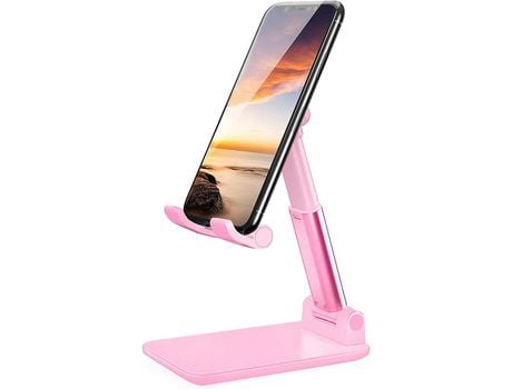 Soporte para teléfono móvil-T9-2 niña rosa (con espejo) Soporte para teléfono para escritorio, plegable, portátil, ajustable, para tableta, soporte...