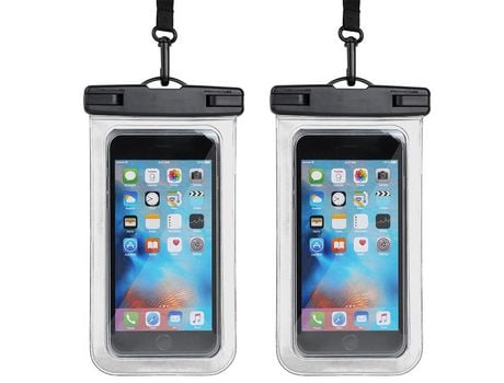 Funda impermeable para teléfono móvil resistente al agua, paquete de 2 fundas impermeables para teléfono móvil de 7 pulgadas con doble sellado para...