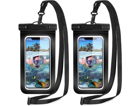 Funda impermeable para teléfono móvil resistente al agua, paquete de 2 fundas impermeables para teléfono móvil de 7 pulgadas con doble sellado para...
