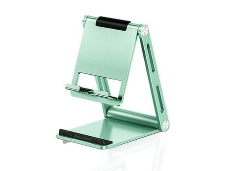 ELKUAIE Porta celular de escritorio ajustable y plegable, porta celular de aluminio con base antideslizante.