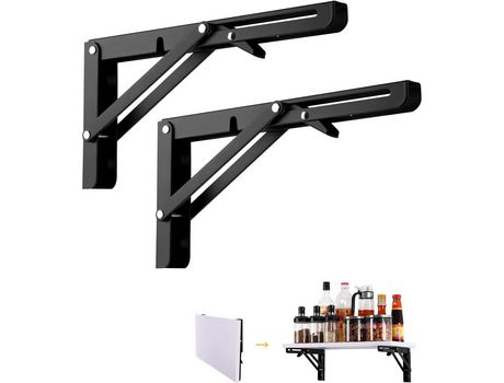 Consola plegable, 2 piezas Mesa plegable resistente Soportes de estante plegables de pared Capacidad de carga 50 kg para ahorrar espacio Hogar Coci...