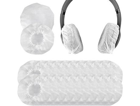 100 Pieces Earpads and Earpads Covers Ear Pads Protection Stretchy Non-woven Fabric Earphone Covers for Most Ear Headphones Gaming Headset (White)—...