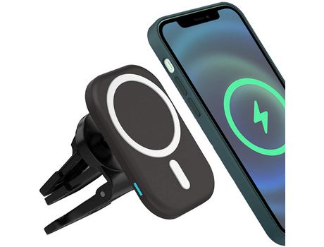 Soporte de cargador de coche inalámbrico compatible con soporte de teléfono de ventilación automática de carga rápida magnética automática compatib...