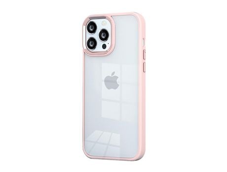 Funda para móvil esmerilada-iPhone 14promax-rosa Funda para móvil con borde transparente -iPhone14promax