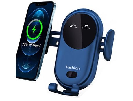 ELKUAIE Pase de soporte de teléfono de coche inalámbrico de sujeción automática de carga rápida Qi