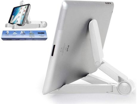 ELKUAIE Soporte ajustable para tableta compatible con iPad, iPhone, soporte para teléfono móvil, soporte de mesa de escritorio sólido universal