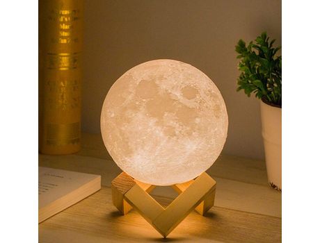 ELKUAIE Lámpara de escritorio en forma de luna de plástico de LX-1Pcs (lámpara de luna blanca cálida de 15 cm sin soporte soporte grande)