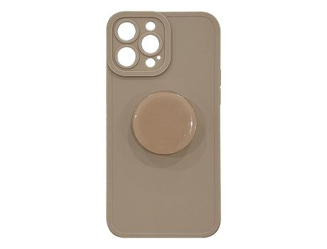 Funda retro para teléfono móvil-13pro-almacén gris soporte gris almacén Funda retro simple para iPhone de color sólido con soporte