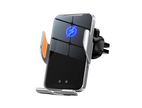 ELKUAIE Soporte de coche de cuerpo de metal delgado soporte de teléfono celular de inducción infrarroja de carga inalámbrica