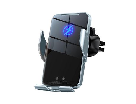 ELKUAIE Soporte de coche de cuerpo de metal delgado soporte de teléfono celular de inducción infrarroja de carga inalámbrica