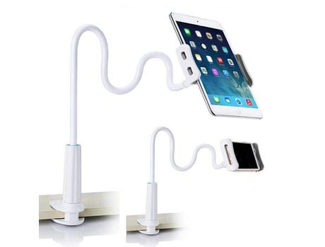 ELKUAIE Clip de soporte de montaje para soporte de tableta con correa flexible de cuello de ganso de brazo largo