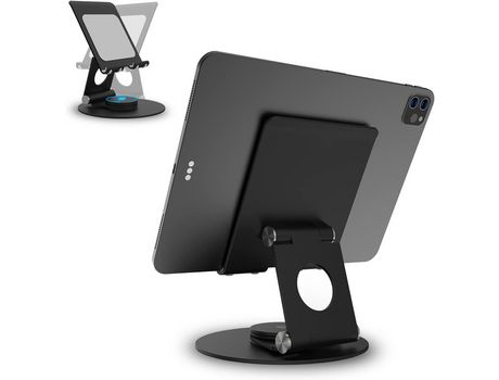 ELKUAIE Soporte de iPad para tableta portátil giratorio de aluminio de 360