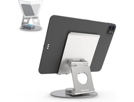 ELKUAIE Soporte de iPad para tableta portátil giratorio de aluminio de 360