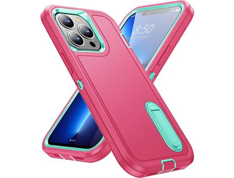 ELKUAIE Funda para teléfono con soporte para iPhone 12/12 Pro (6.1) (rosa)