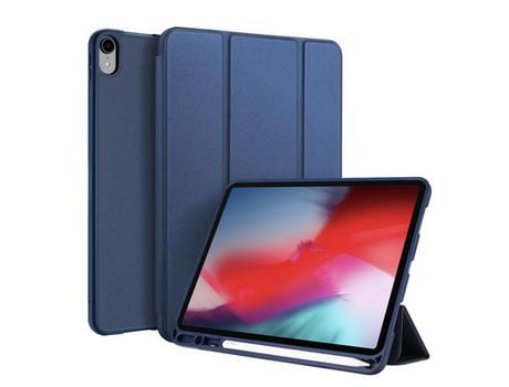 ELKUAIE iPad Pro-11 Pulgadas-Azul-3 Estuche de cuero plegable con soporte y bolígrafo Cao