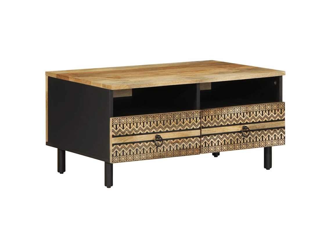 Mesa De Centro VIDAXL Negro Madera de mango (80x54x40 cm)