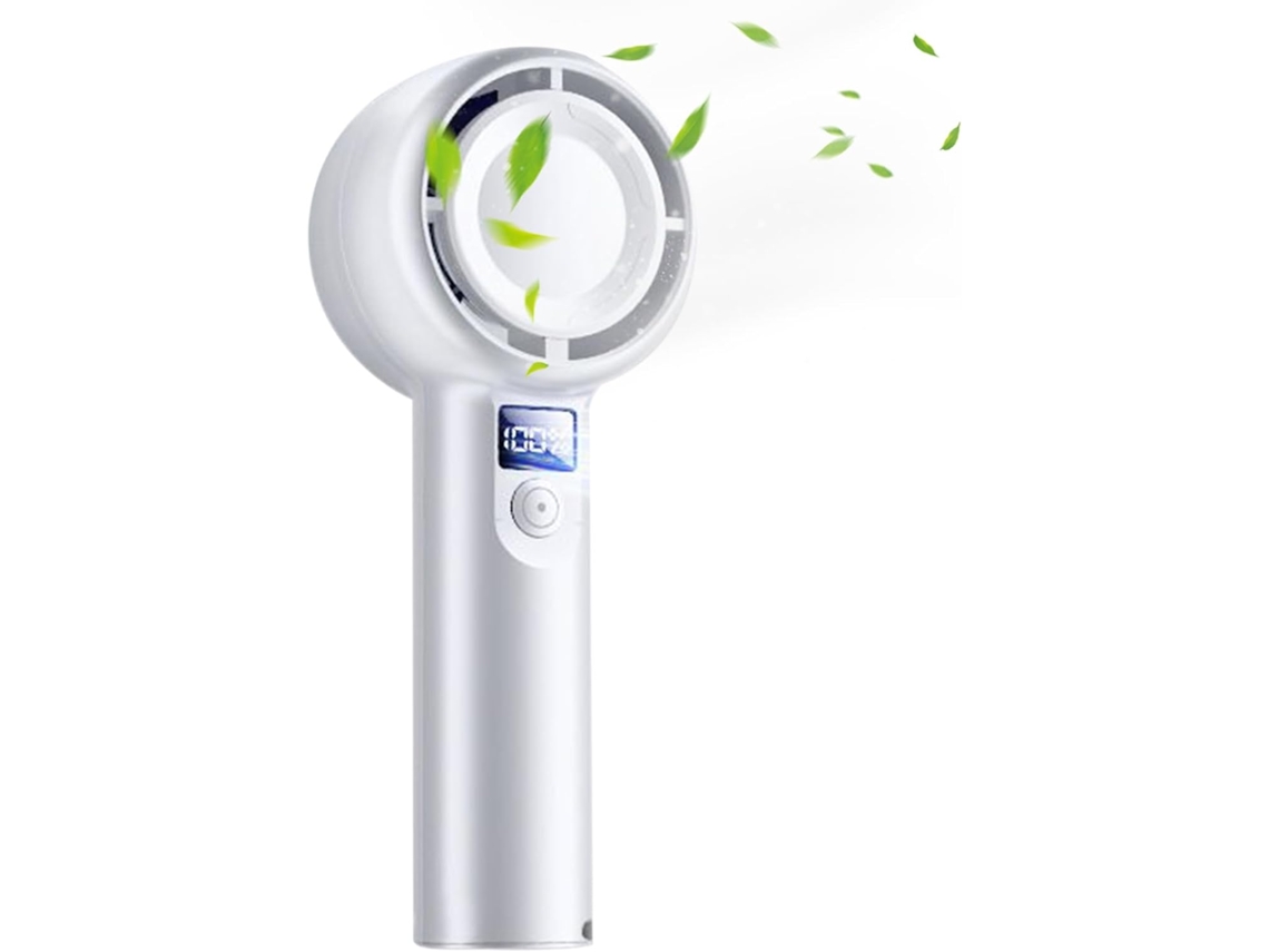 Ventilador Portátil De Mano, Pequeño Ventilador Personal Silencioso Con Pantalla Digital, 5 Velocidades.