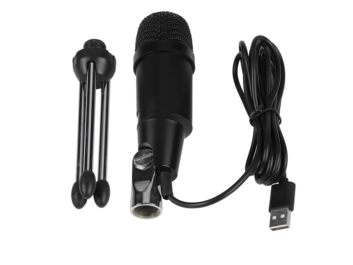 Micrófono Condensador Usb Dc5v Negro Para Grabación En Computadora, Voz En Línea, Micrófono De Aleación De Zinc