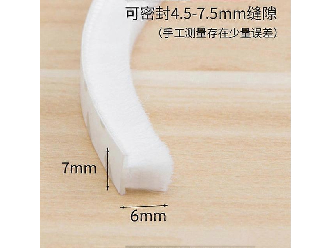 Tira De Sellado Autoadhesivo Para Puertas Y Ventanas 10m Antiviento Anti-polvo Aislante Acústico Goma Hogar 7*6mm Blanco