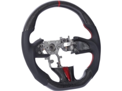 Volante De Cuero Perforado Con Fibra De Carbono, Costuras Rojas Para Los Modelos 2014-2016, Puños Con Diseño De Competición.