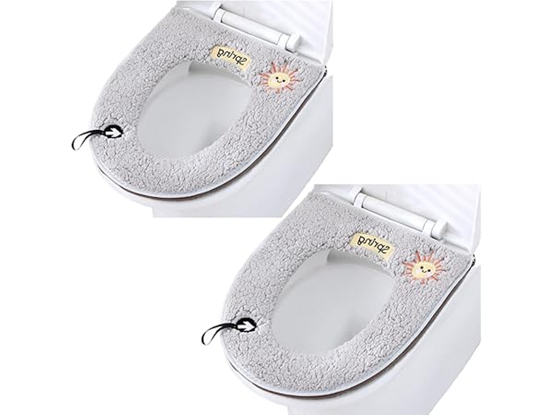 Funda Blanda Para Asiento De Inodoro Con Anillo Aislante, Lavable, Juego De 2 Unidades, Fácil De Limpiar, Excelente Durabilidad.