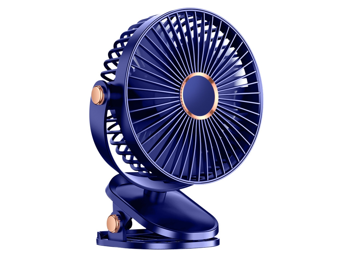 Mini Ventilador Portátil Usb De Escritorio (azul), 3 Velocidades, Ajustable 360°, Con Luz Led