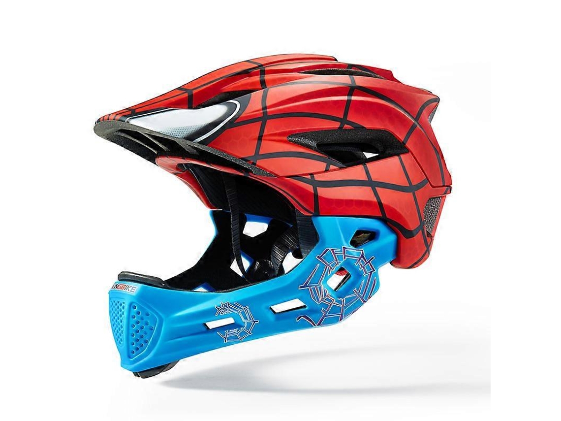 (48-54 Cm, Rojo Y Azul) Casco De Bicicleta Infantil Con Mentonera Desmontable, Adecuado Para Niños De 3 A 8 Años.