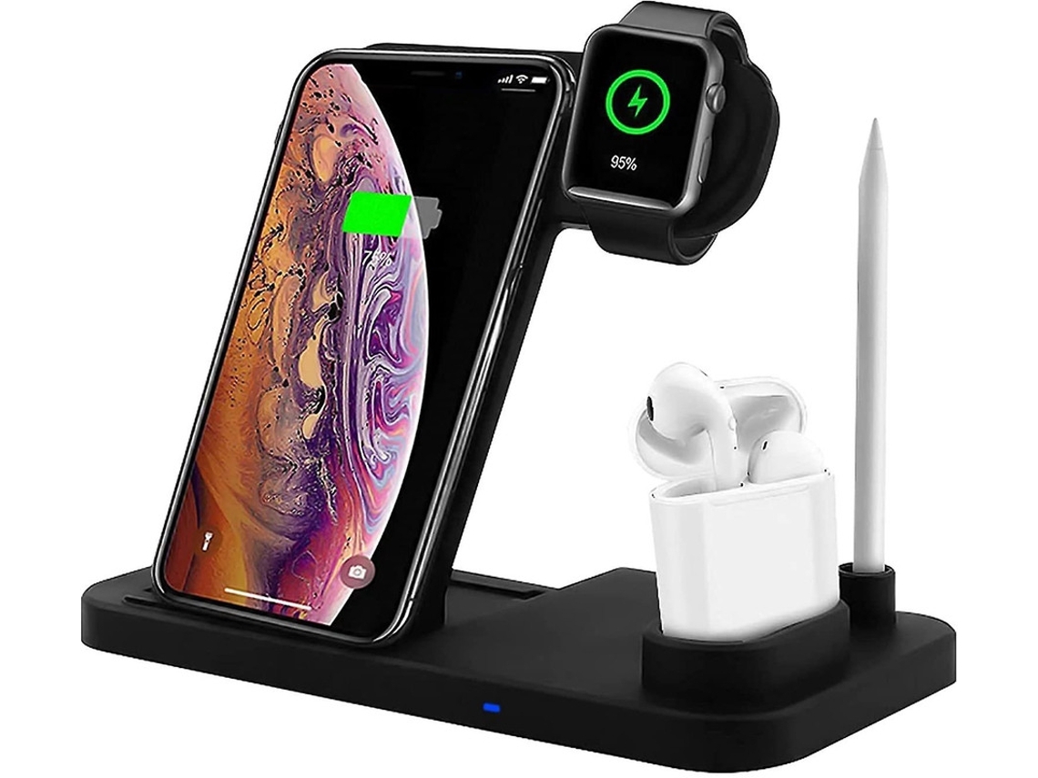 Estación De Carga Sin Qi Dock Para Apple Yemaesre Negro