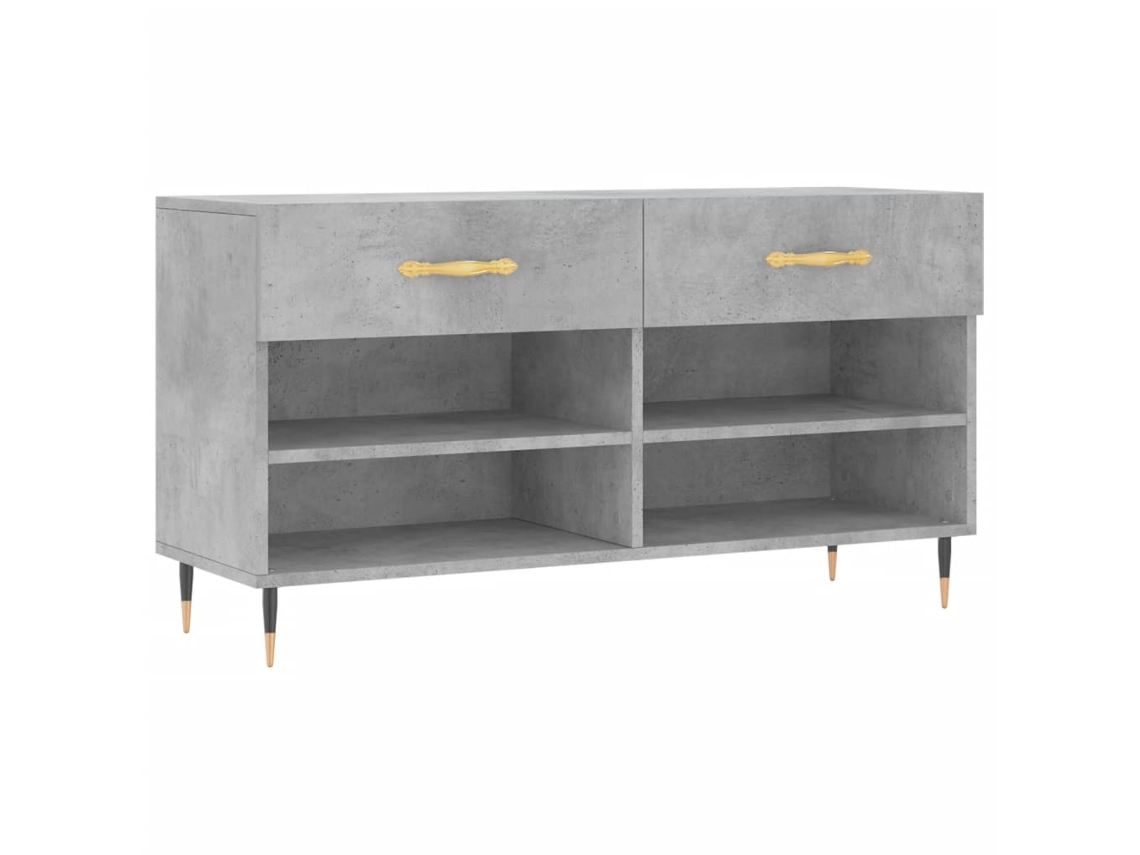 Banco zapatero de madera, color gris cemento, MAISON EXCLUSIVE (102 x 35 x 55 cm)