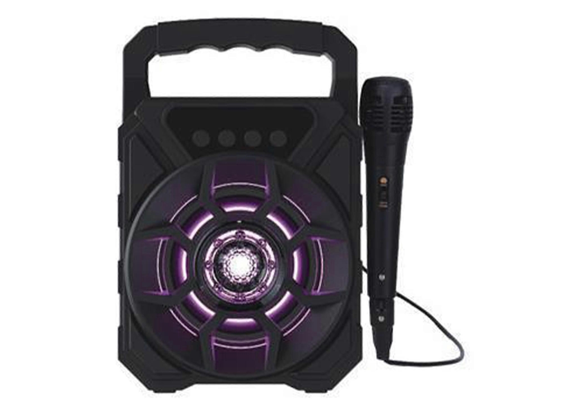 Máquina de karaoke portátil multifuncional con iluminación genial y tarjeta de sonido enchufable, graves profundos y altavoz de karaoke Bluetooth Chennnls
