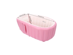 Bañera inflable para bebé, fácil montaje, diseño que ahorra espacio, color rosa.