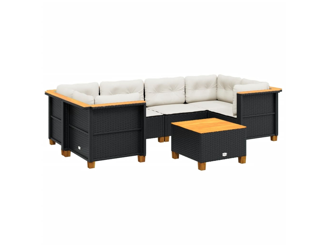 Maison Exclusive - Set De Sofás De Jardín 7 Pzas Con Cojines Ratán Sintético Negro