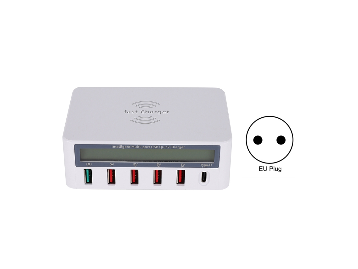 818 Adaptador De Derivación De Cargador Rápido Para Teléfonos Móviles Con Múltiples Puertos Usb3.0 Con Carga Inalámbrica Blanco