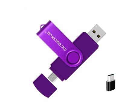 Pen USB SLOWMOOSE 3 en 1 Multifuncional Otg (Roxo - 128 GB)