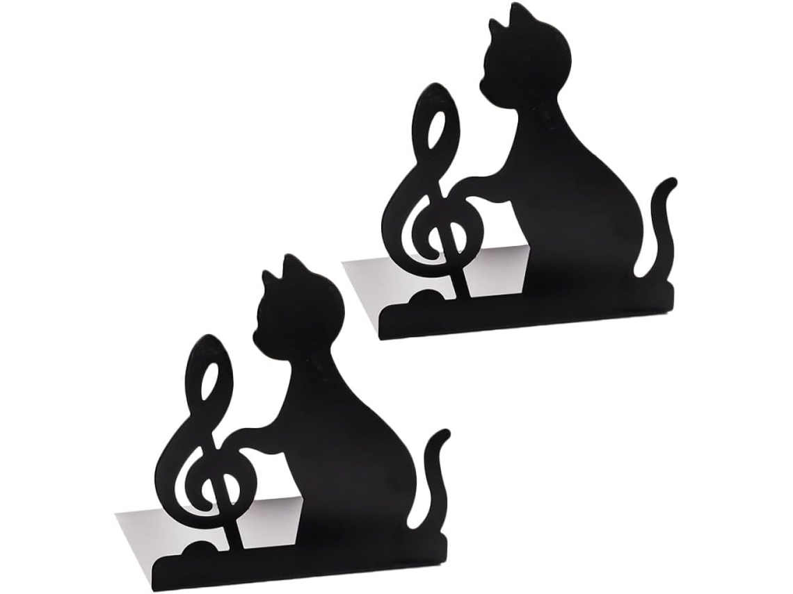 Sujetalibros Antideslizante De Plástico Negro Con Forma De Gato, Práctico Soporte Para Libros Y Revistas.
