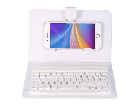Teclado inalámbrico para teléfono iOS/Android con soporte Teclado Bluetooth incorporado para funda de tableta con teclado Funda universal con tapa ...