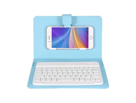 Teclado inalámbrico para teléfonos iOS/Android Teclado Bluetooth incorporado con soporte Teclado Funda para tableta Funda universal para teclado Bl...