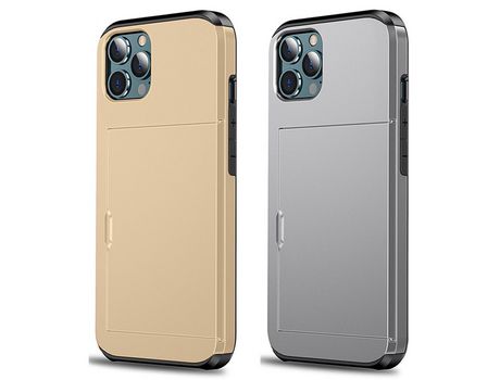 2PCS Caja del teléfono Ranura para tarjeta de crédito Cubierta protectora oculta deslizante para iPhone 14 Plus