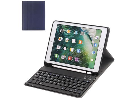 Estuche con teclado para iPad con teclado normal sin luz de fondo cubierta inteligente tipo folio de cuero delgado para iPad 2020 / 2019-iPad 10.2 ...