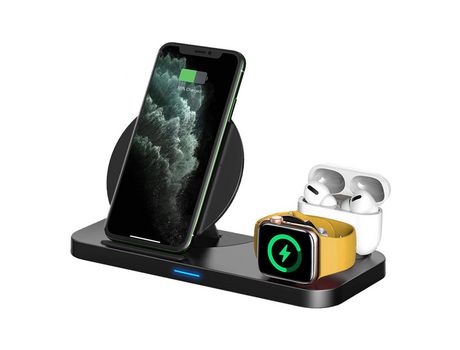 Soporte de carga de cargador inalámbrico 3 en 1 compatible con Apple Watch y Airpods Pro base de carga rápida para iPhone 12 pro 11 Xs max Xr