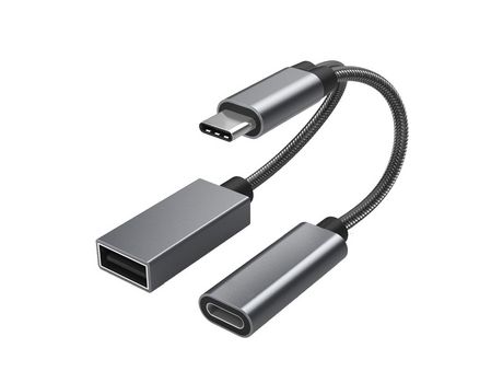 Adaptador USB tipo C a USB 2 en 1 (cable cable de alimentación) para Steam Deck Switch MacBook iPad impresora 3D Samsung Galaxy y más
