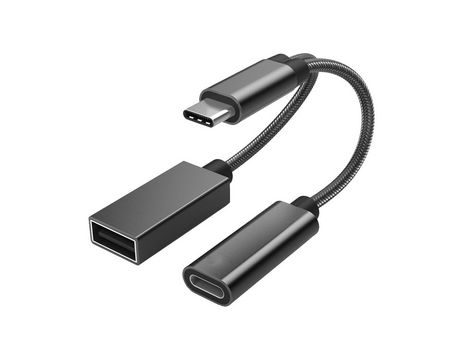 Adaptador USB tipo C a USB 2 en 1 (cable cable de alimentación) para Steam Deck Switch MacBook iPad impresora 3D Samsung Galaxy y más