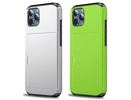 2PCS Caja del teléfono Ranura para tarjeta de crédito Cubierta protectora oculta deslizante para iPhone 11
