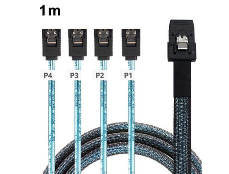 Cable mini SAS de 36 pines (SFF-8087) macho a 4 SATA de 7 pines hembra host/controlador mini SAS a 4 objetivos SATA/plano posterior