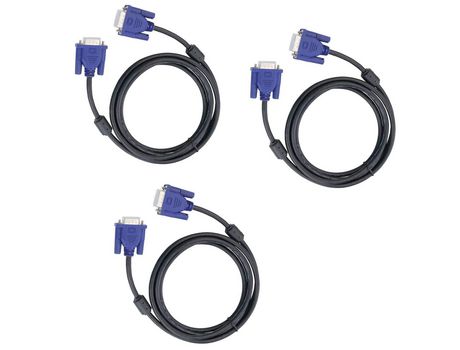 Paquete de 3 cables de video VGA macho a macho HD15 de 5 pies para monitor de computadora de TV con conector azul
